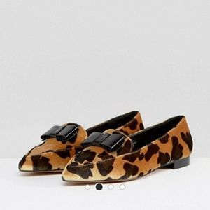 Bow velvet leopard flats